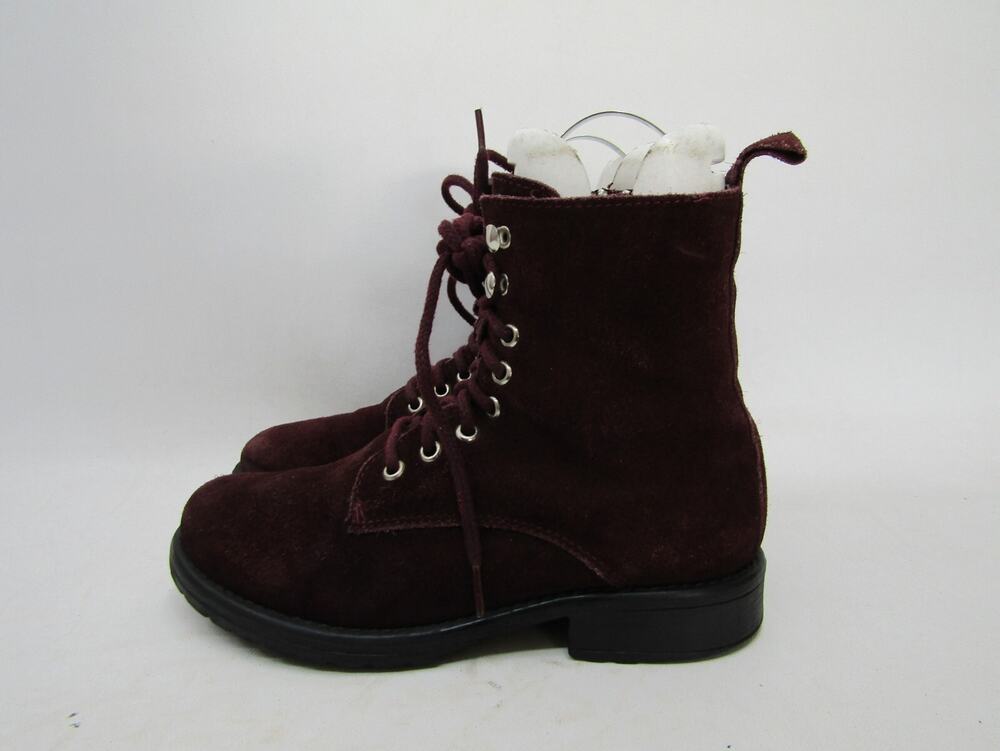 Steve Madden Womens Sz 7.5 M Burgundy Suede Zip Laces Ankle Fashion Boots Bootie